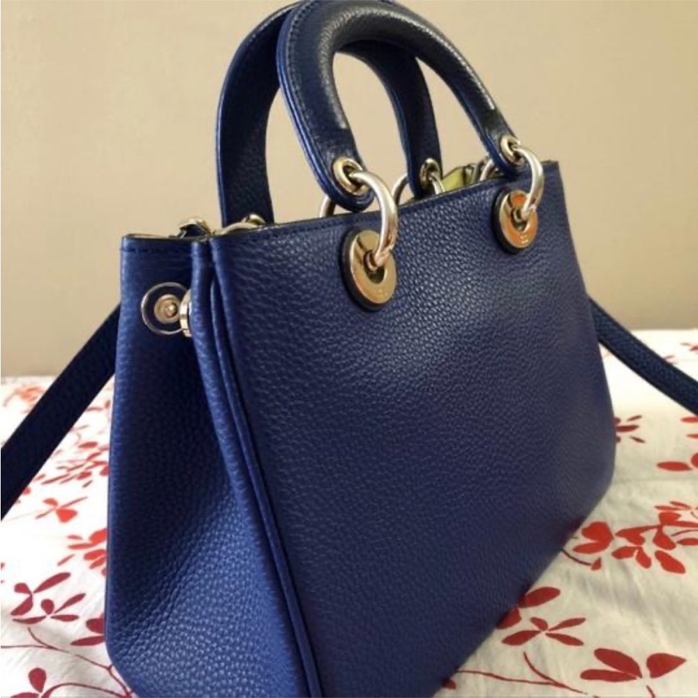 Mini Diorissimo Cobalt Blue Leather Crossbody Bag Gem